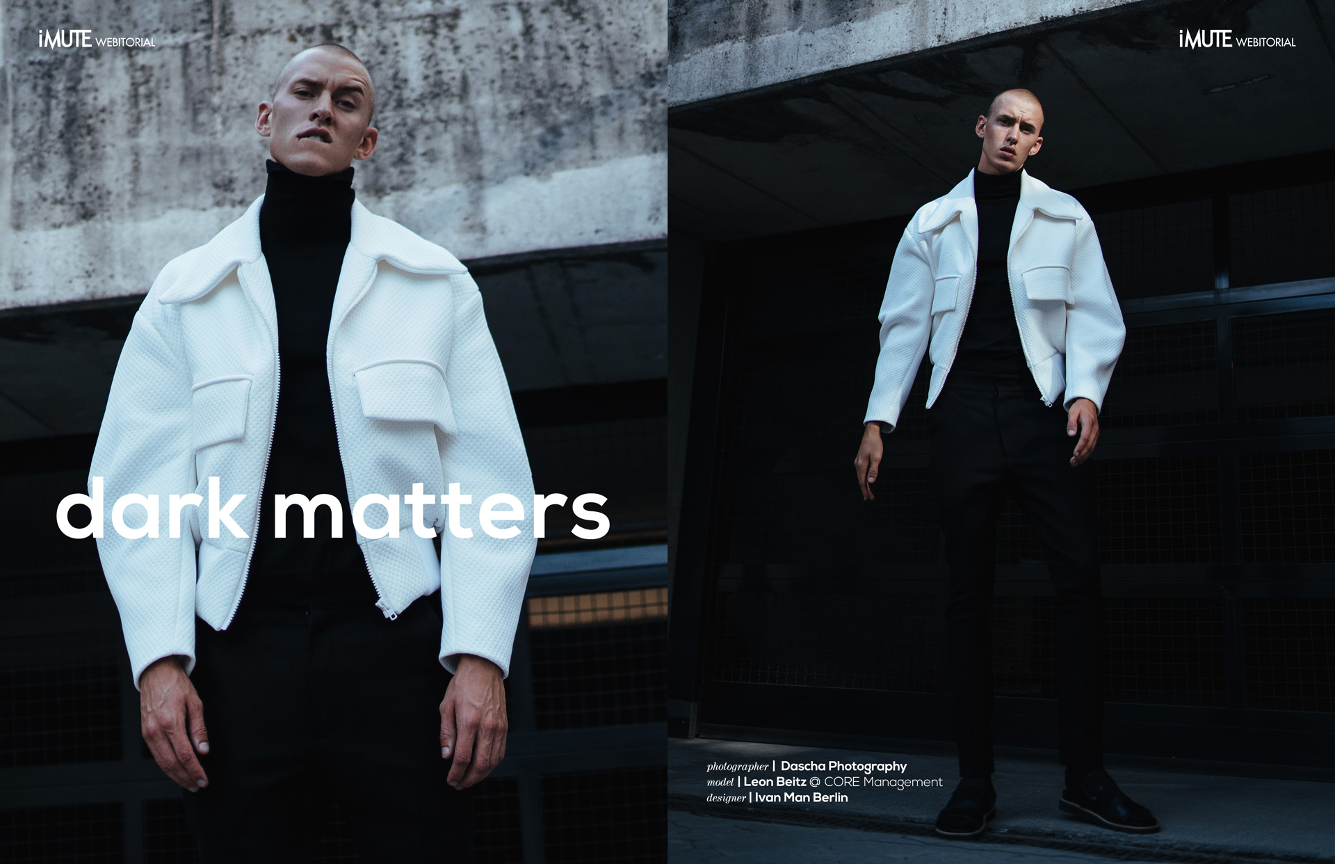 dark matters:pattern coat:side street webitorial for iMute Magazine Designer | Ivan Man Berlin Photographer | Dascha Photography Model | Leon Beitz @ CORE Management