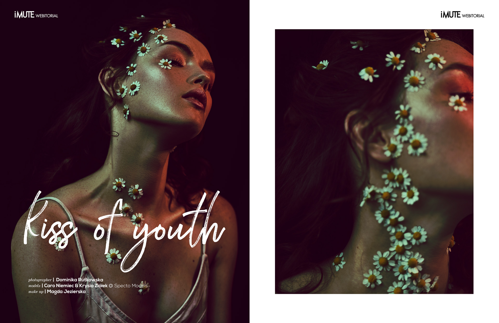 kiss of youth webitorial for iMute Magazine Photographer | Dominika Rutkowska Models | Caro Niemiec & Krysia Ziółek @ Specto Models Makeup | Magda Jezierska
