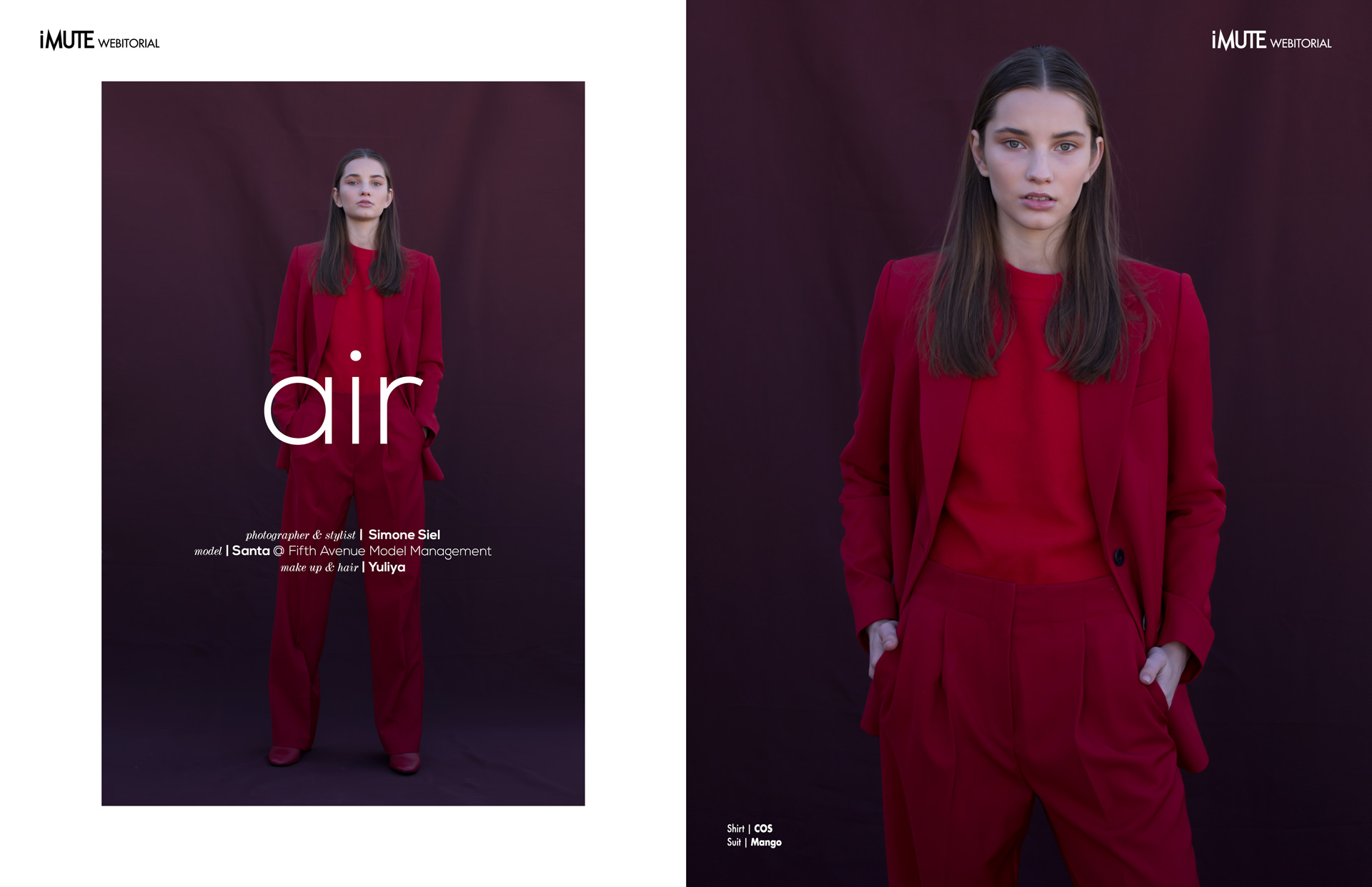 air webitorial for iMute Magazine Photographer & Stylist | Simone Siel Model | Santa @ Fifth Avenue Model Management Makeup & Hair | Yuliya