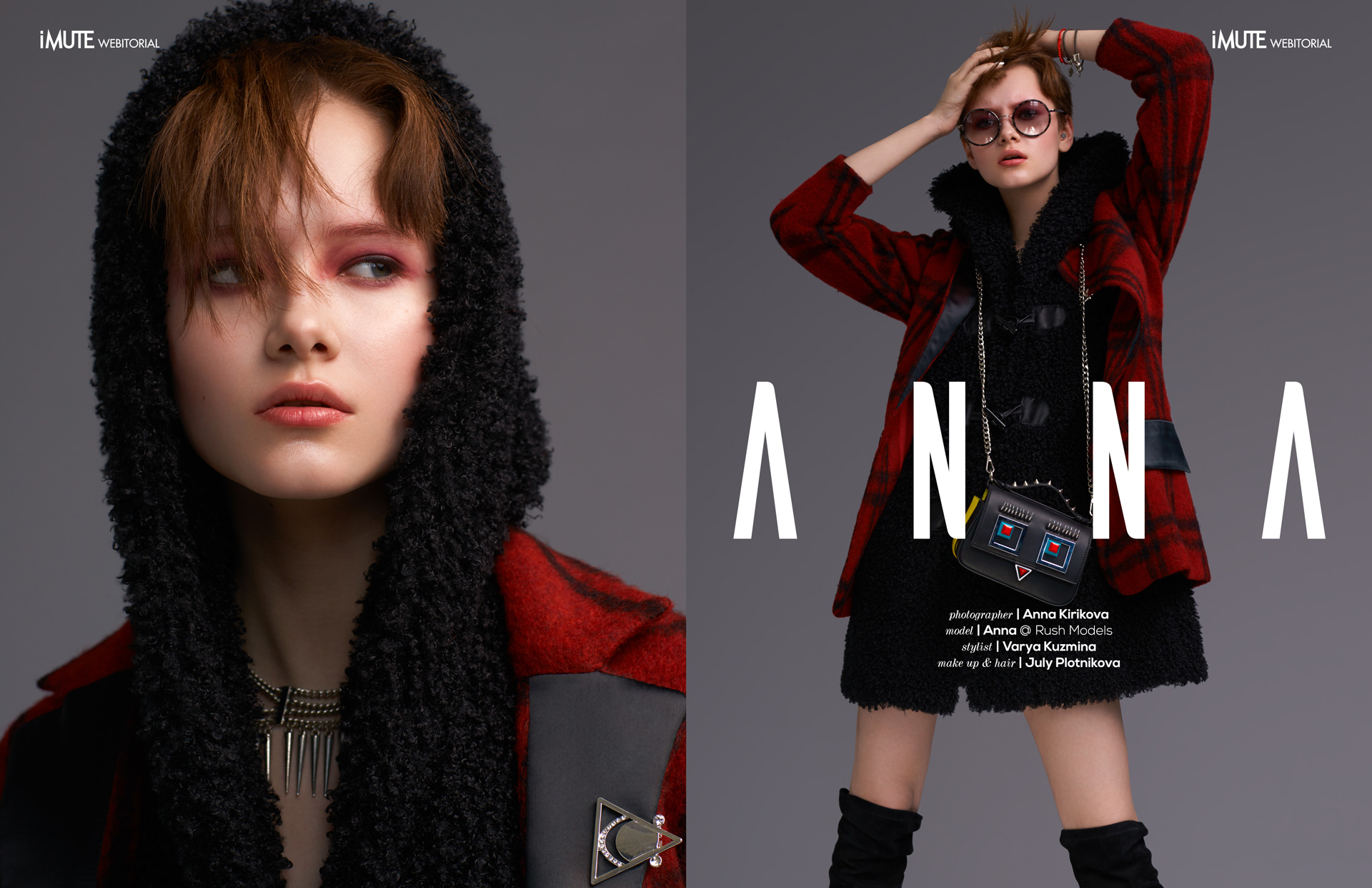 Anna webitorial for iMute Magazine Photographer | Anna Kirikova Model | Anna @ Rush Models Stylist | Varya Kuzmina Makeup & Hair | July Plotnikova