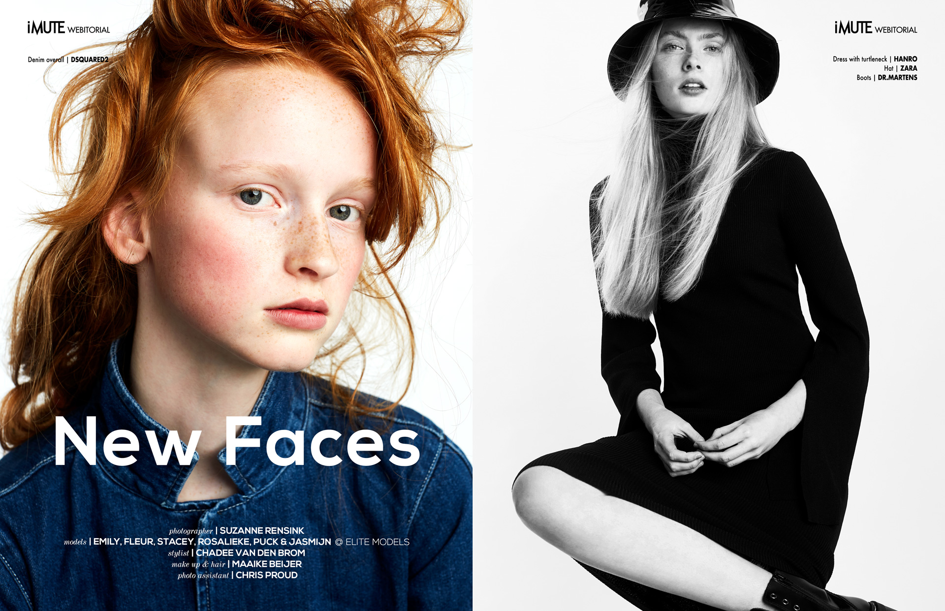 New Faces webitorial for iMute Magazine PHOTOGRAPHER | Suzanne Rensink MODELS | Emily, Fleur, Stacey, Rosalieke, Puck & Jasmijn @ Elite MODELS STYLIST | Chadee van den Brom MAKEUP & HAIR | Maaike Beijer