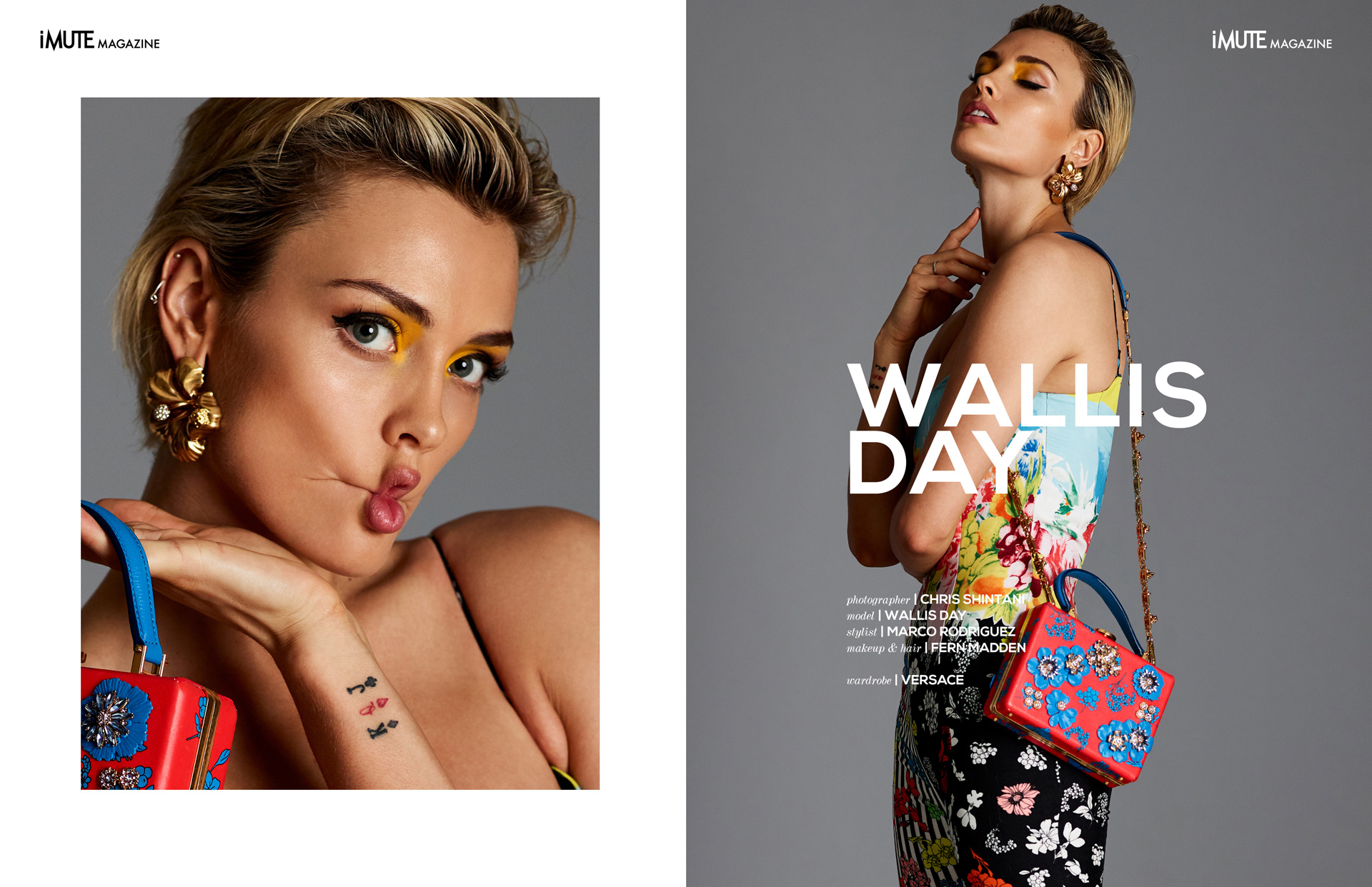 Wallis Day feature editorial for iMute Magazine PHOTOGRAPHER | Chris Shintani Actress | Wallis Day STYLIST | Marco Rodriguez MAKEUP & HAIR | Fern Madden WARDROBE | Versace