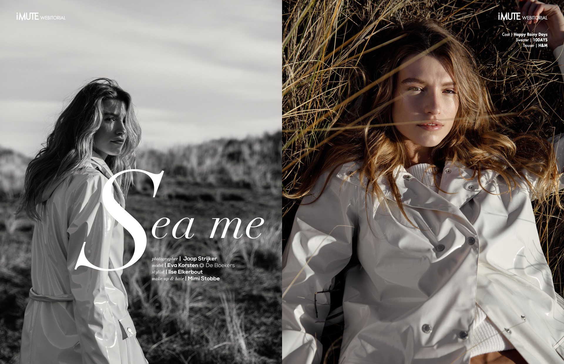 Sea me webitorial for iMute Magazine Photographer | Jaap Strijker Model | Eva Korsten @ De Boekers Stylist | Ilse Elkerbout Makeup & Hair | Mimi Stobbe